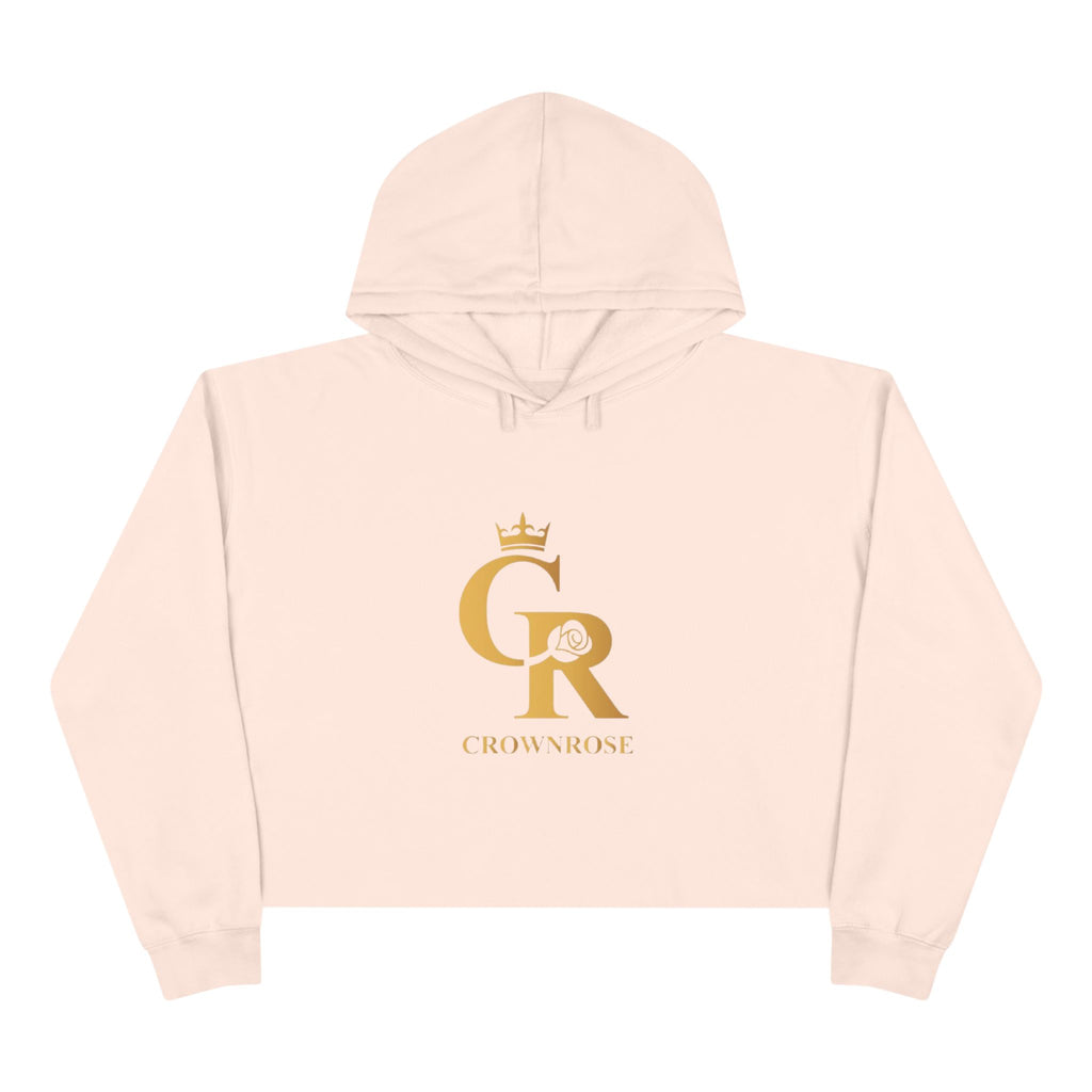 Cropped Hoodie — Gold 'CR Crown & Rose' Logo with 'Move Like Royalty'