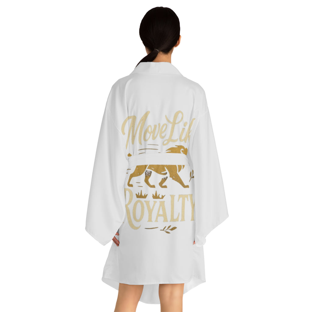 Move Like Royalty Long Sleeve Kimono Robe — CrownRose Gold Lion Design