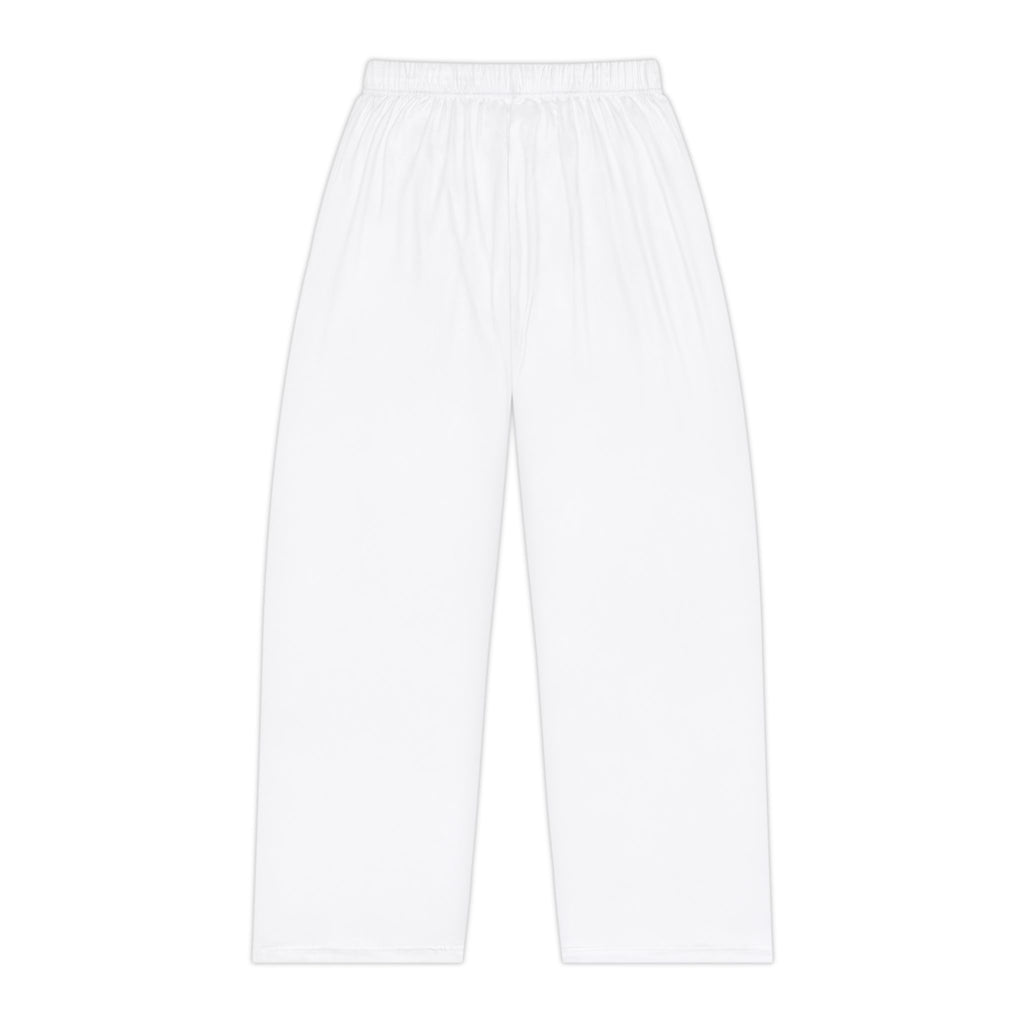 CrownRose Women's Pajama Pants — White Lounge Sleepwear with Gold CR Logo