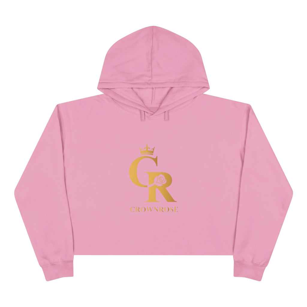 Cropped Hoodie — Gold 'CR Crown & Rose' Logo with 'Move Like Royalty'