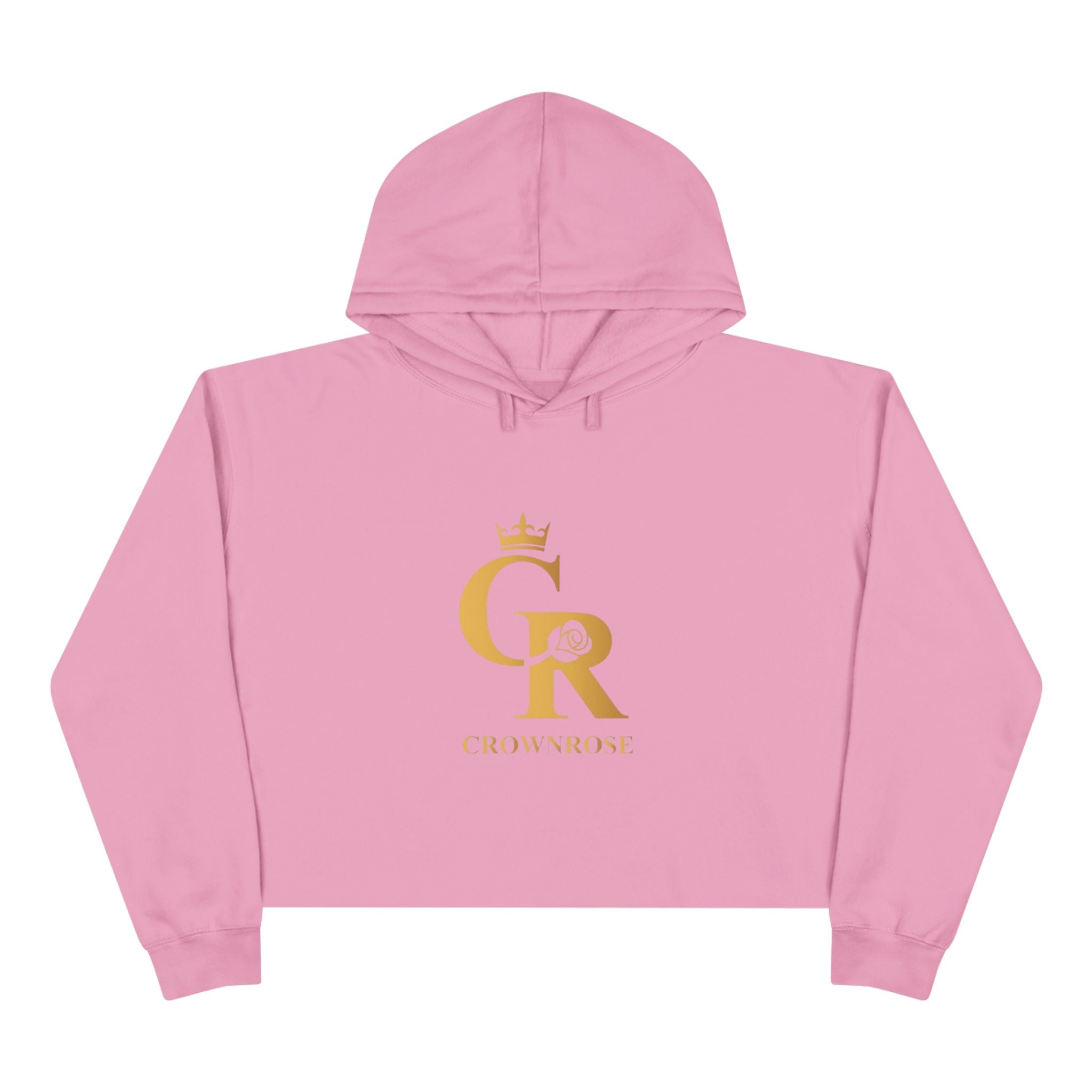 Cropped Hoodie — Gold 'CR Crown & Rose' Logo with 'Move Like Royalty'