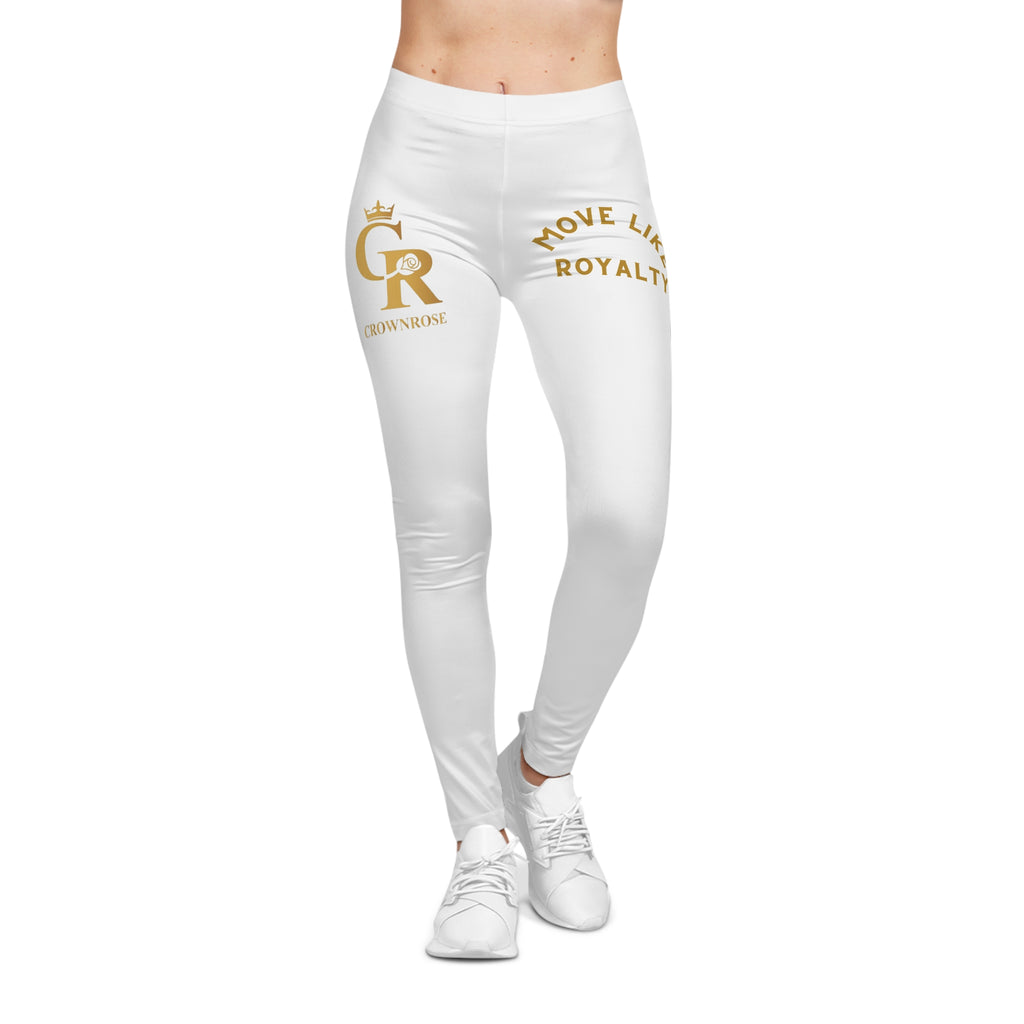 Move Like Royalty Leggings — "Crown & Royal" White Women's Leggings