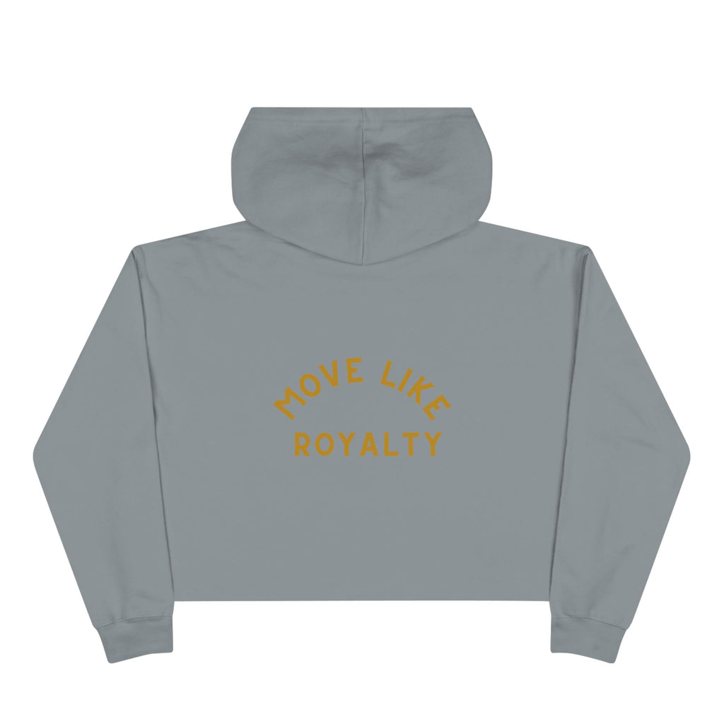 Cropped Hoodie — Gold 'CR Crown & Rose' Logo with 'Move Like Royalty'