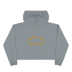 Cropped Hoodie — Gold 'CR Crown & Rose' Logo with 'Move Like Royalty'
