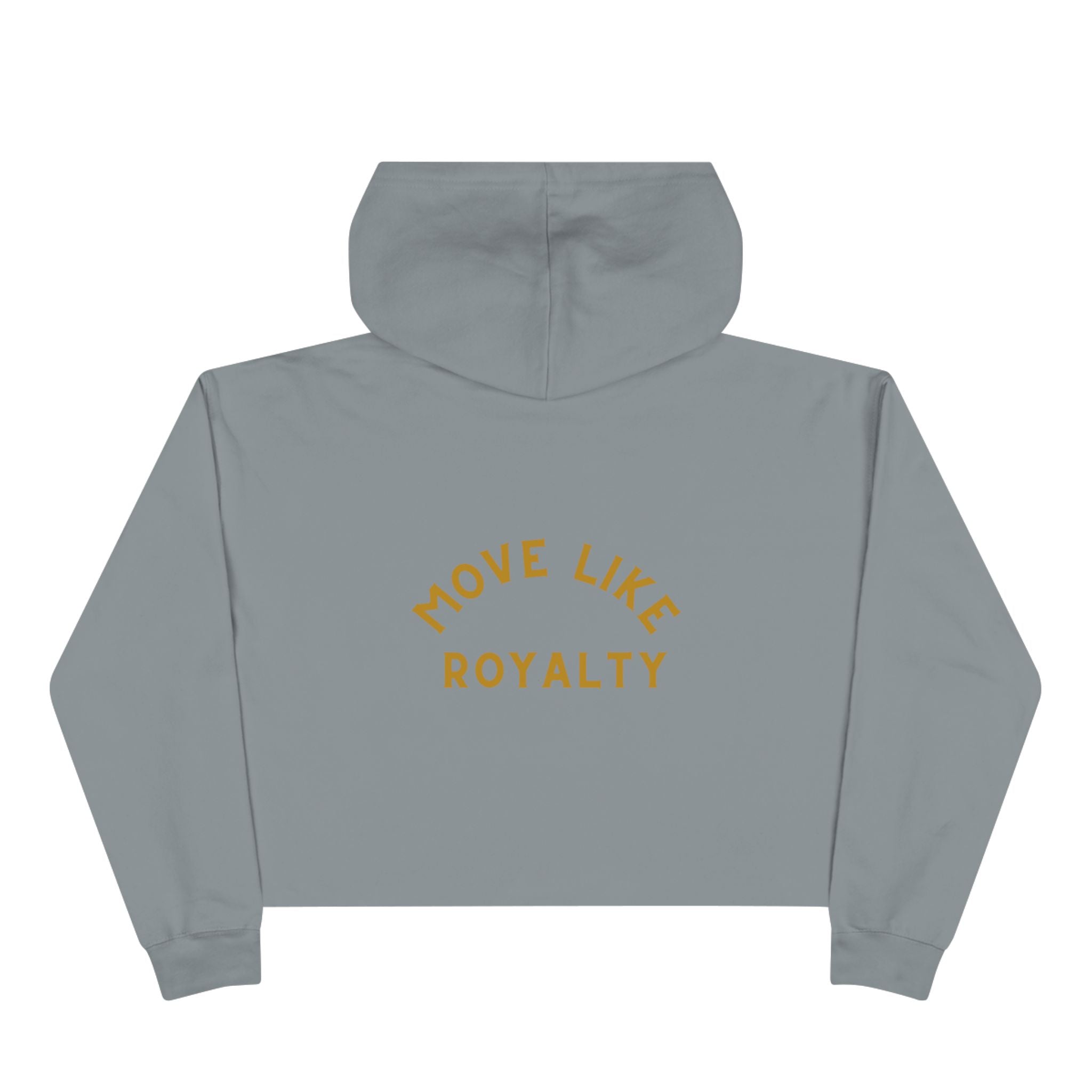 Cropped Hoodie — Gold 'CR Crown & Rose' Logo with 'Move Like Royalty'