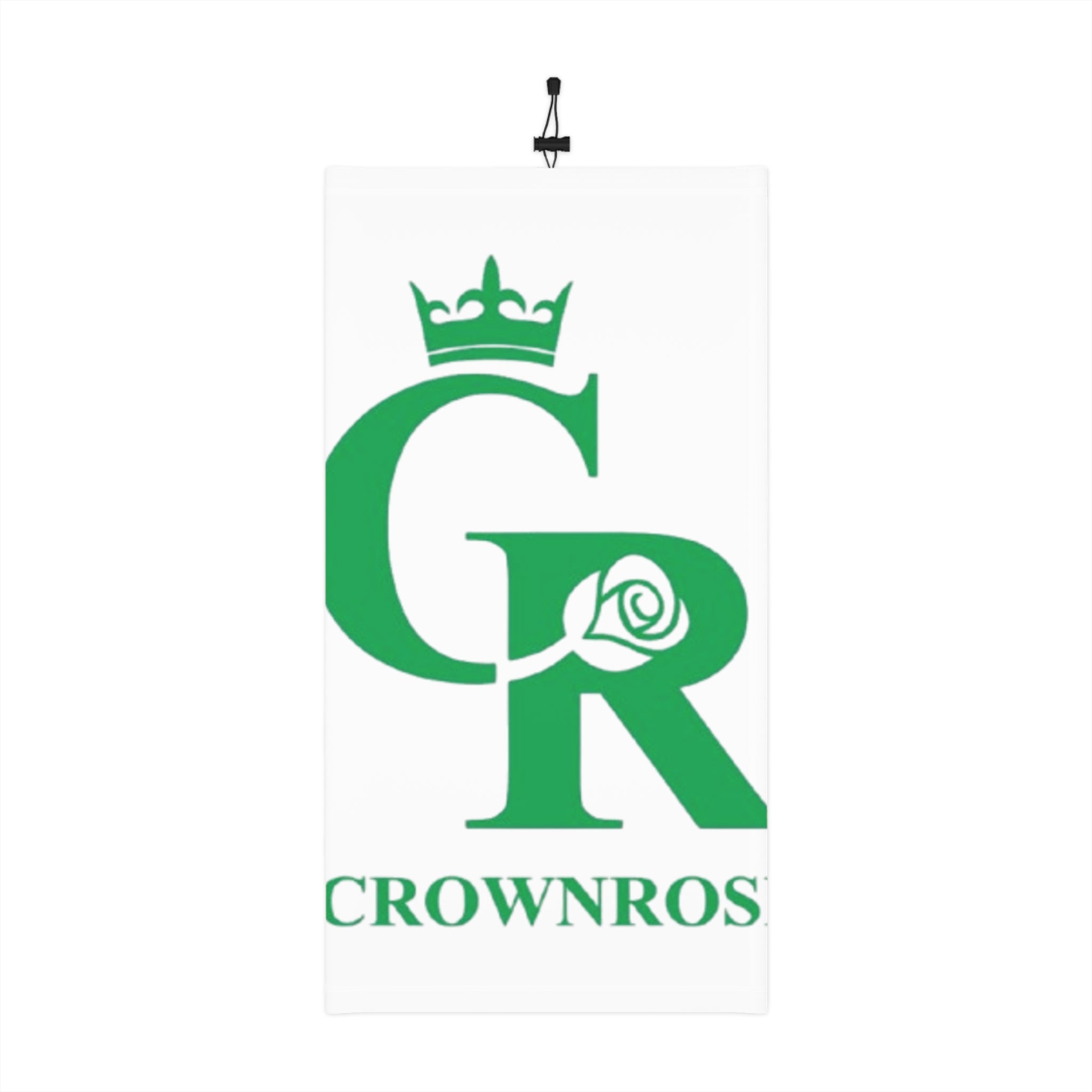 CrownRose Green Logo Neck Gaiter — Winter Face Mask with Drawstring