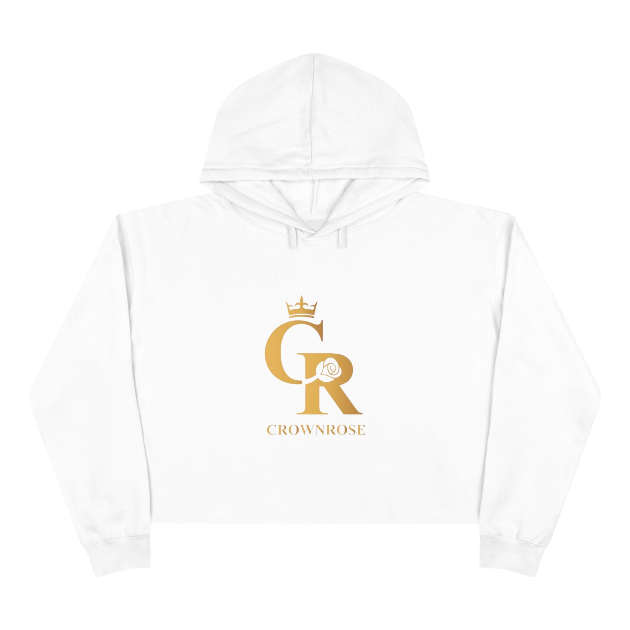 Cropped Hoodie — Gold 'CR Crown & Rose' Logo with 'Move Like Royalty'