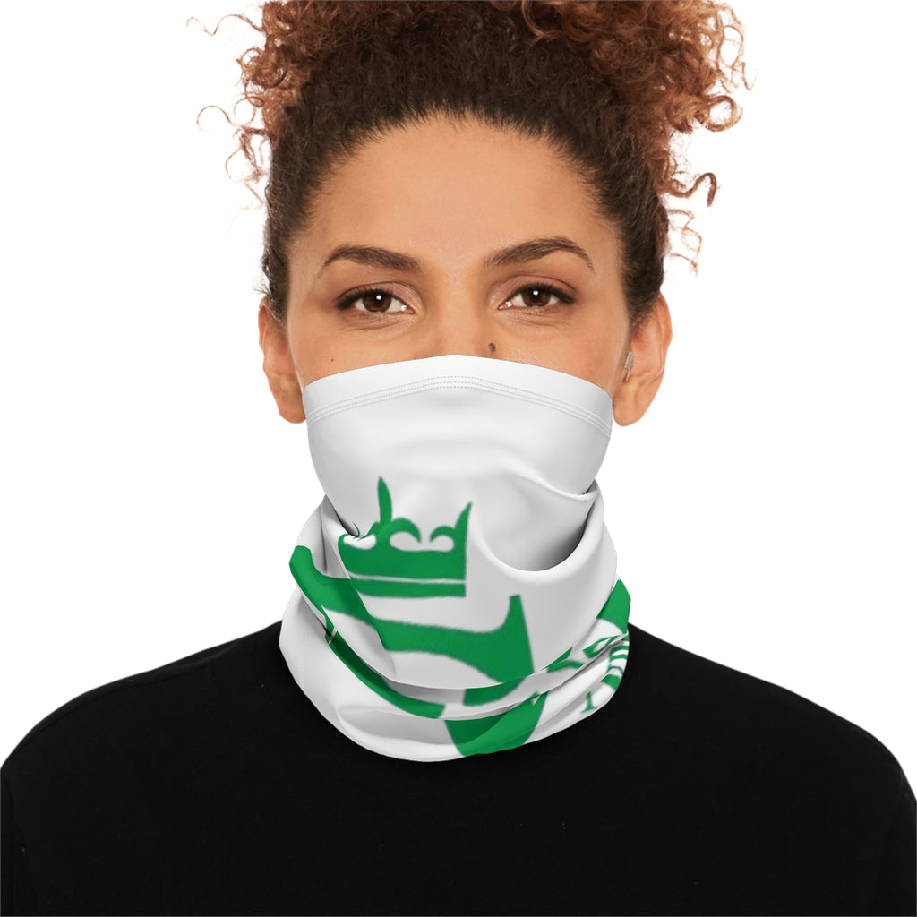CrownRose Green Logo Neck Gaiter — Winter Face Mask with Drawstring