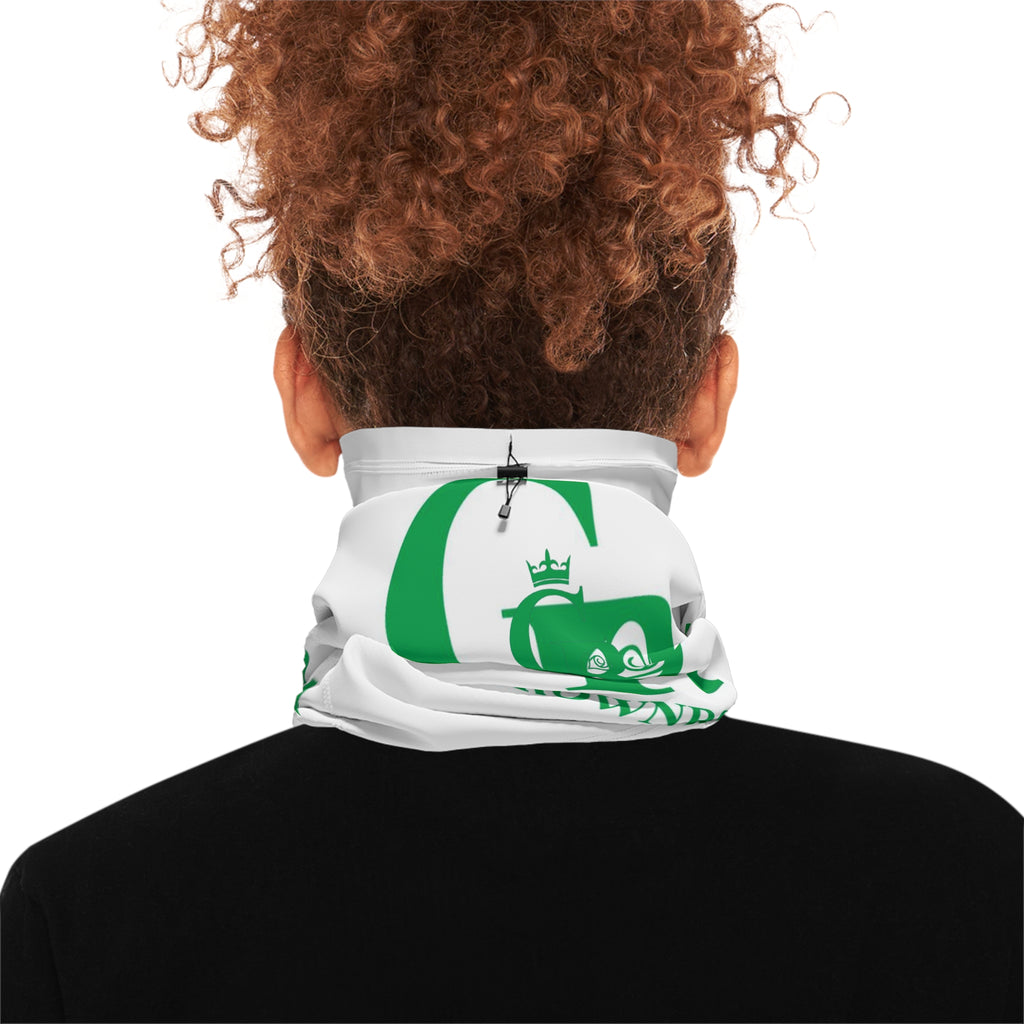 CrownRose Green Logo Neck Gaiter — Winter Face Mask with Drawstring