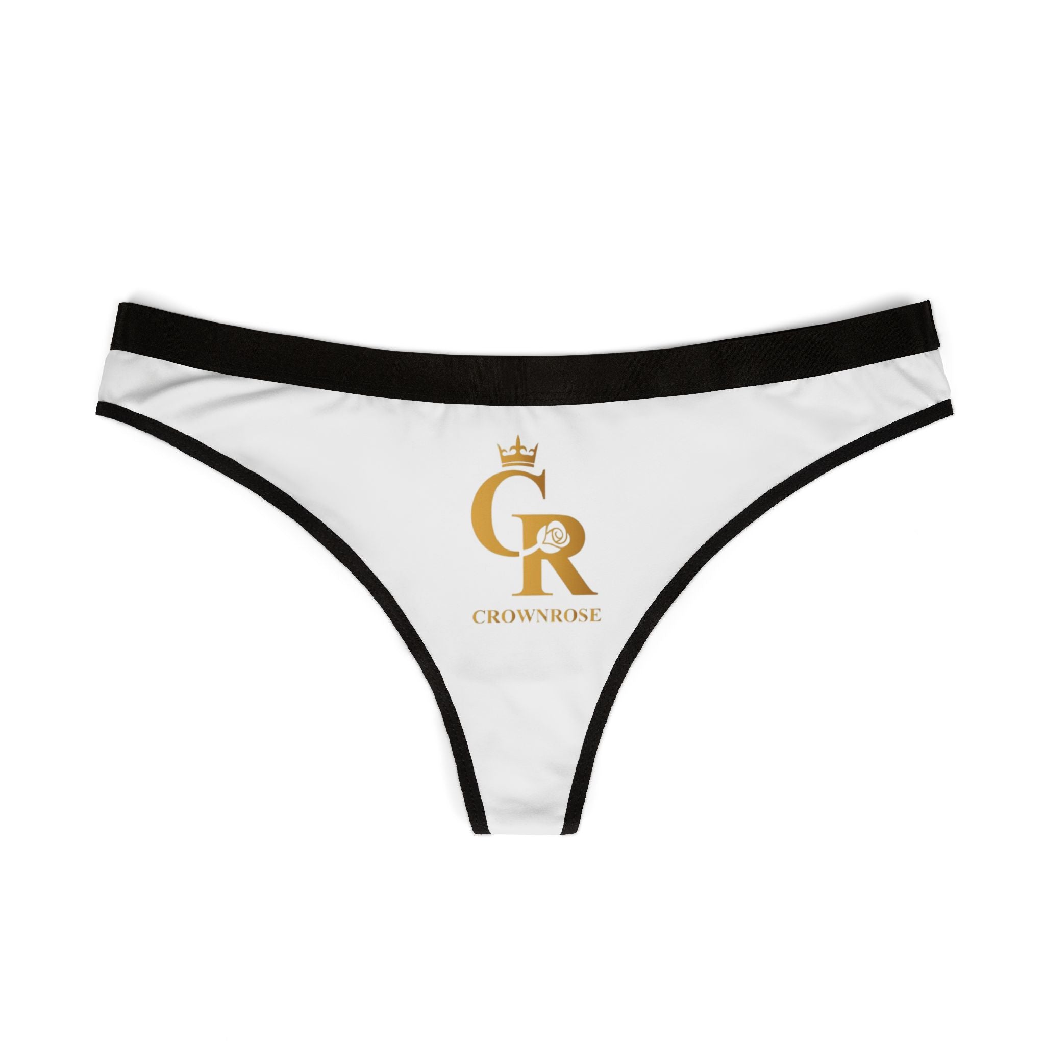 CrownRose Gold Logo Women's Thong — Minimal Luxury Lingerie
