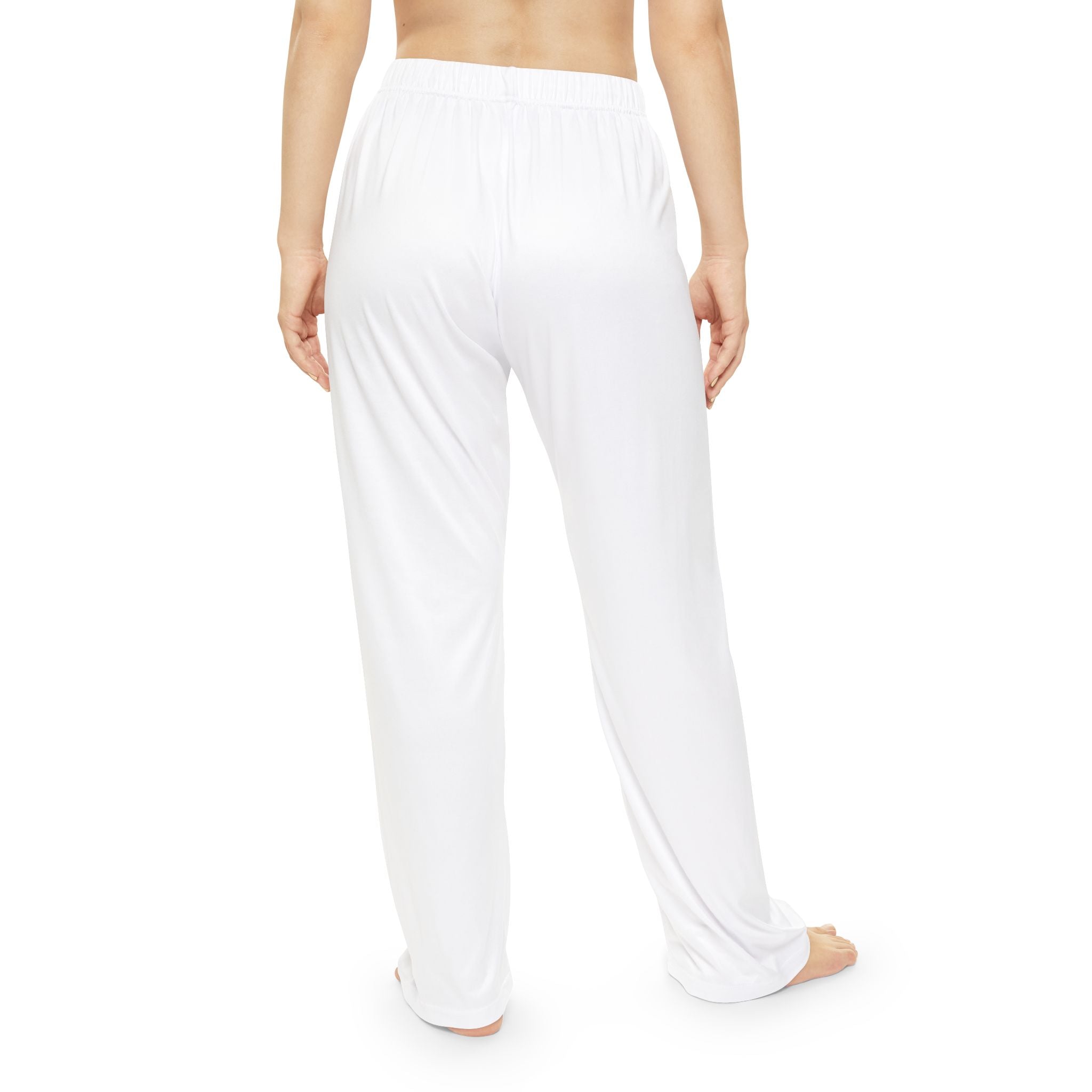 CrownRose Women's Pajama Pants — White Lounge Sleepwear with Gold CR Logo