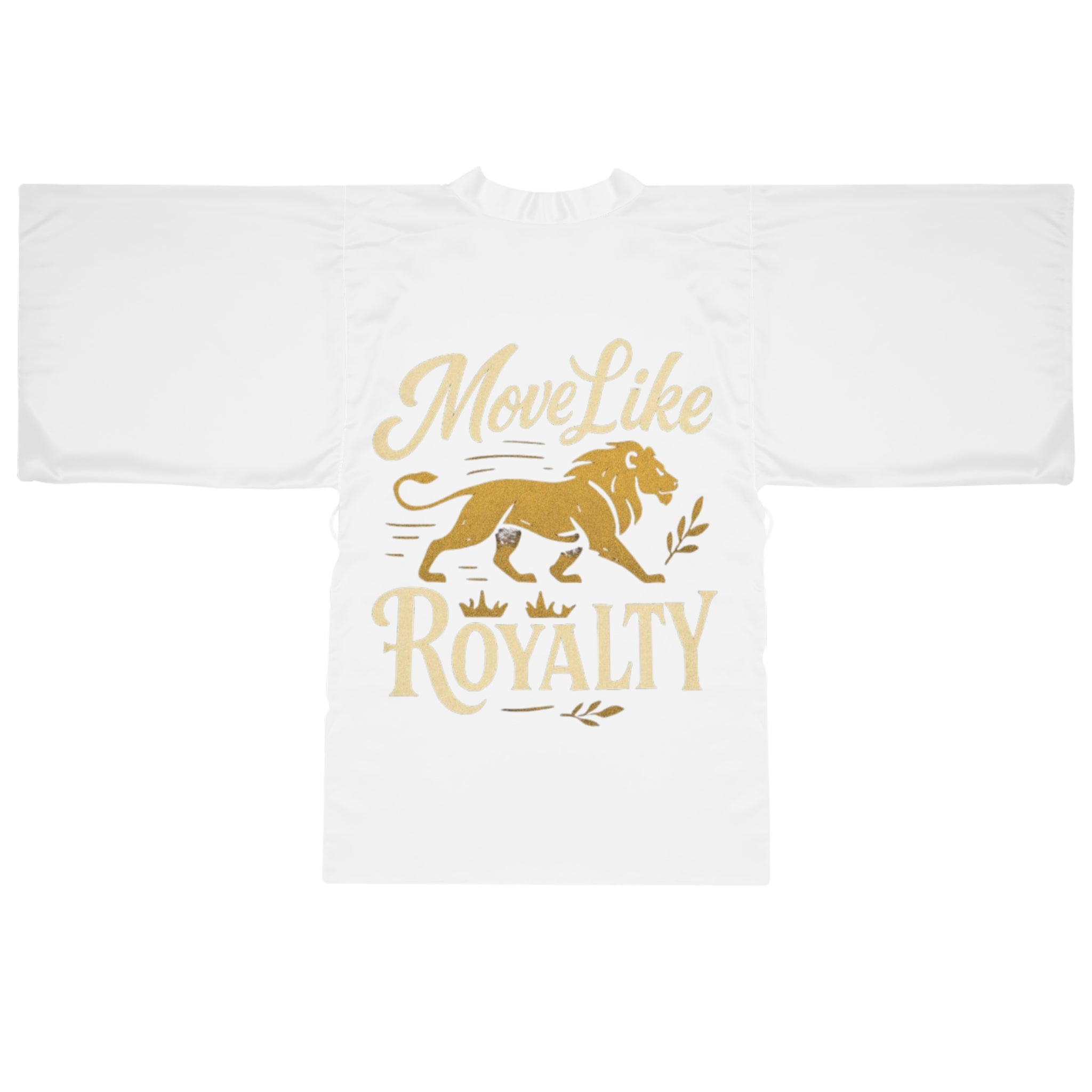 Move Like Royalty Long Sleeve Kimono Robe — CrownRose Gold Lion Design