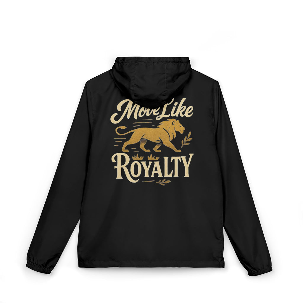Windbreaker Jacket — "Move Like Royalty" Lion Graphic Lightweight Hooded Windbreaker