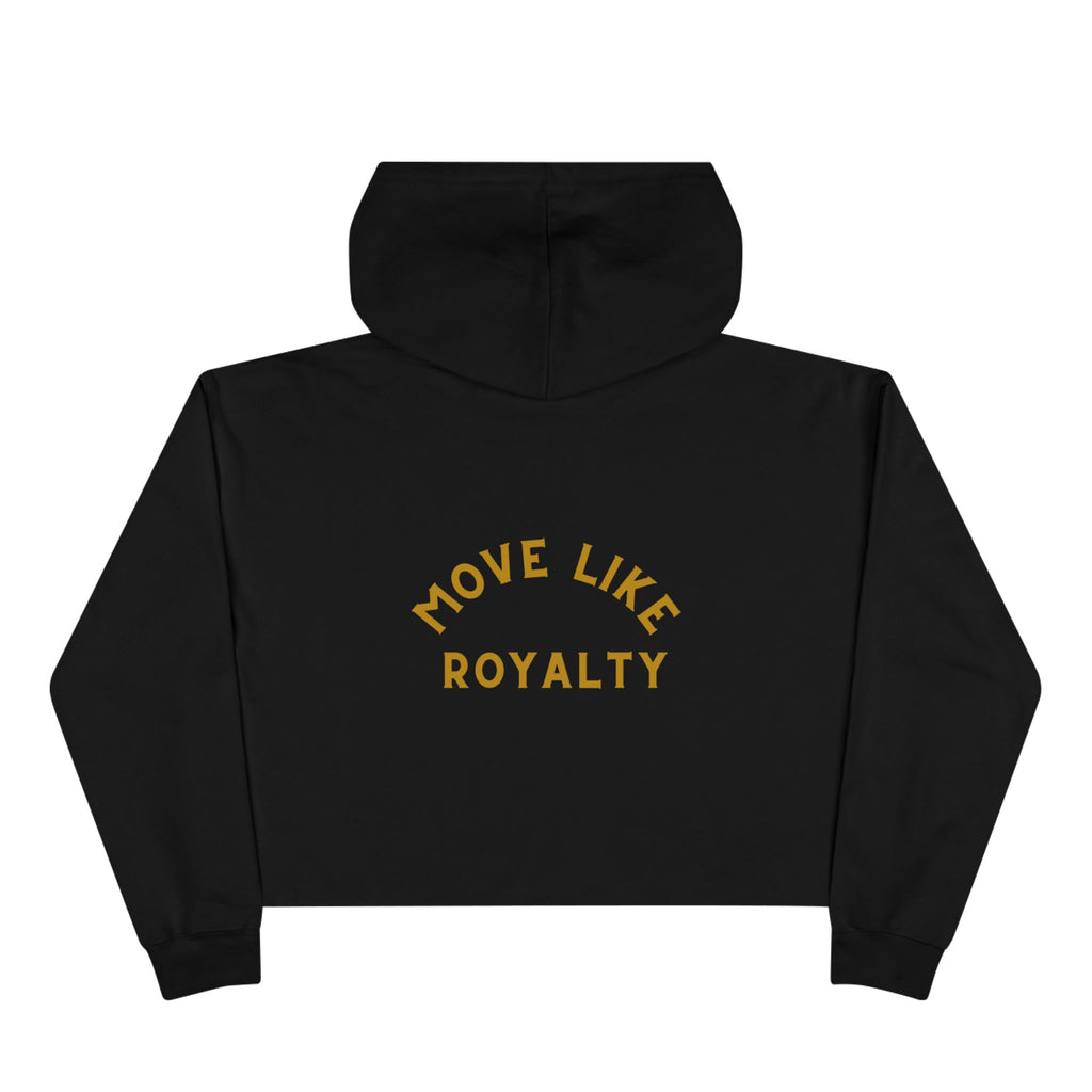 Cropped Hoodie — Gold 'CR Crown & Rose' Logo with 'Move Like Royalty'