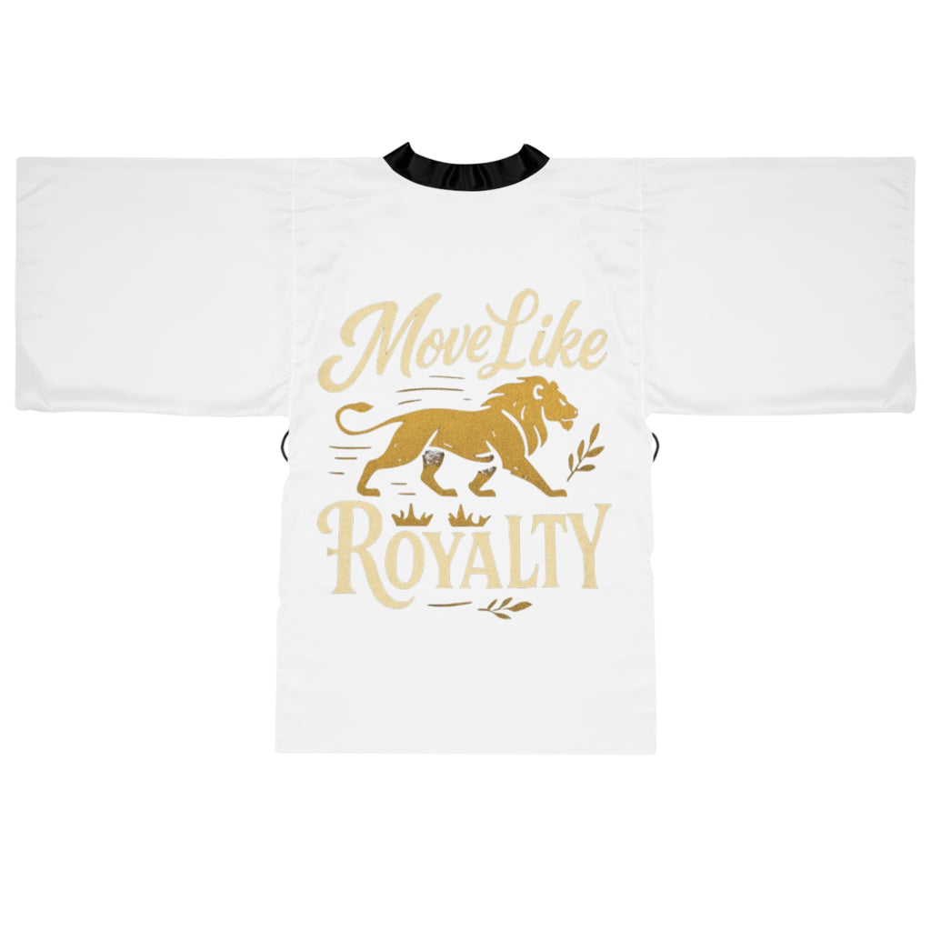 Move Like Royalty Long Sleeve Kimono Robe — CrownRose Gold Lion Design