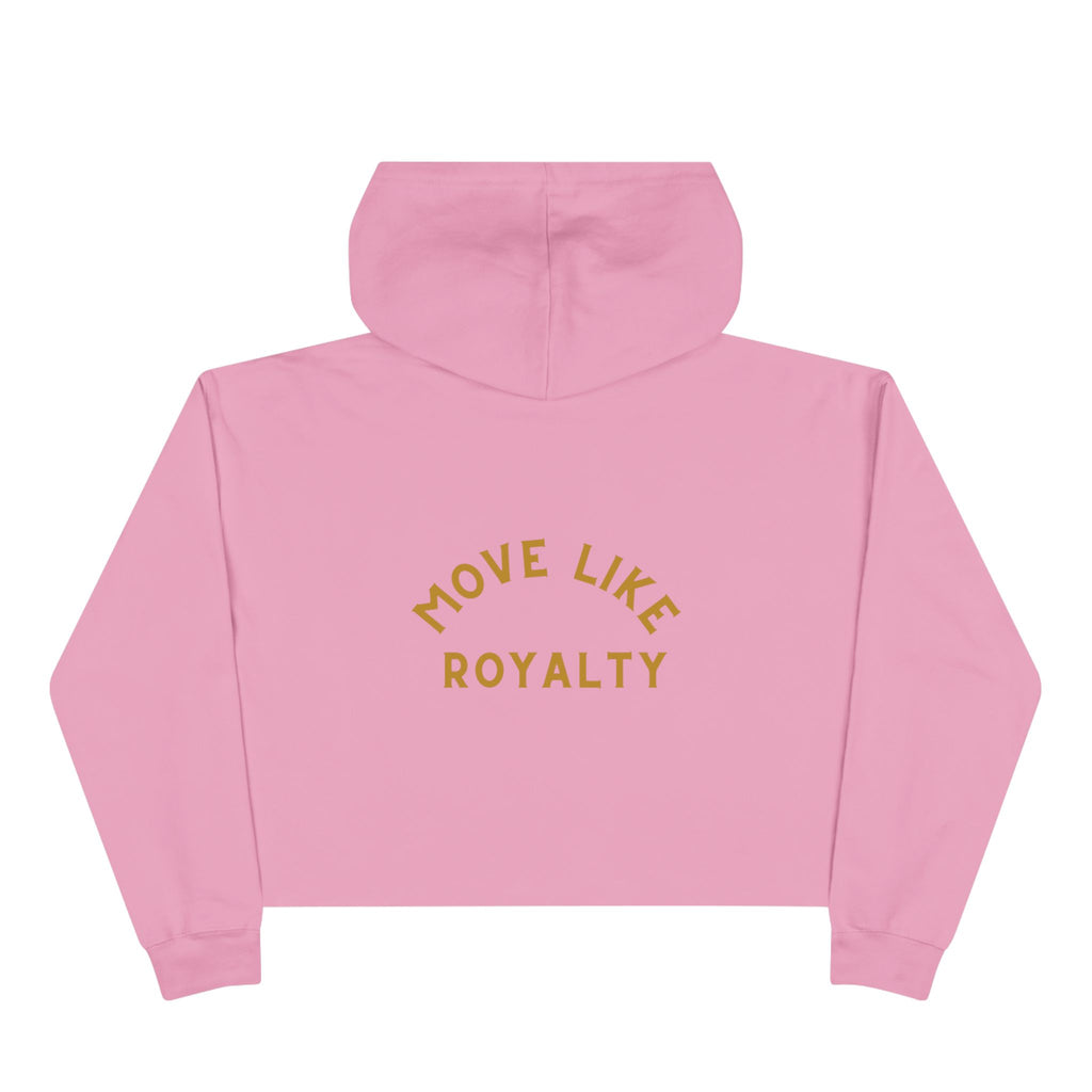 Cropped Hoodie — Gold 'CR Crown & Rose' Logo with 'Move Like Royalty'