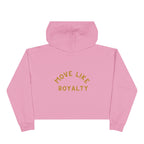 Cropped Hoodie — Gold 'CR Crown & Rose' Logo with 'Move Like Royalty'