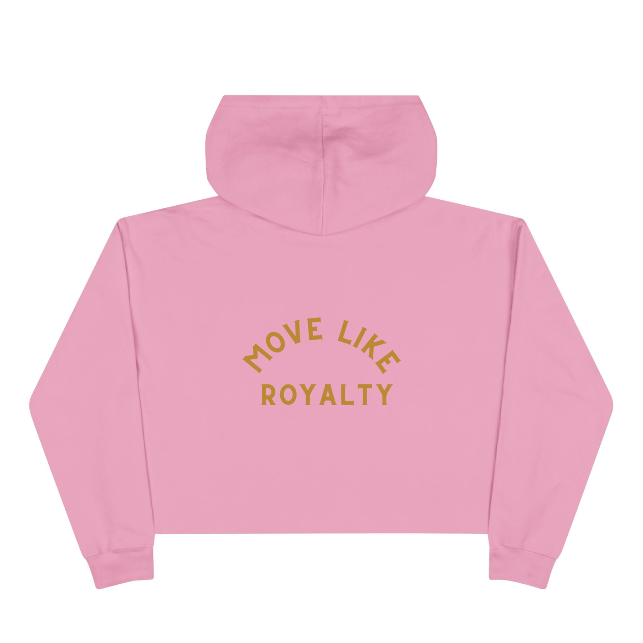 Cropped Hoodie — Gold 'CR Crown & Rose' Logo with 'Move Like Royalty'