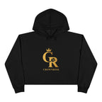 Cropped Hoodie — Gold 'CR Crown & Rose' Logo with 'Move Like Royalty'