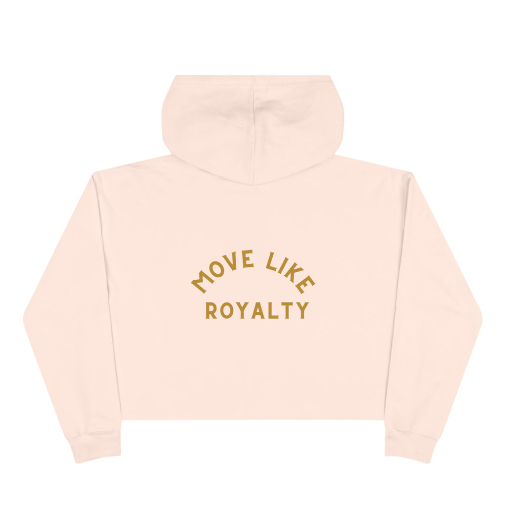 Cropped Hoodie — Gold 'CR Crown & Rose' Logo with 'Move Like Royalty'