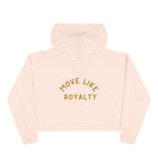 Cropped Hoodie — Gold 'CR Crown & Rose' Logo with 'Move Like Royalty'
