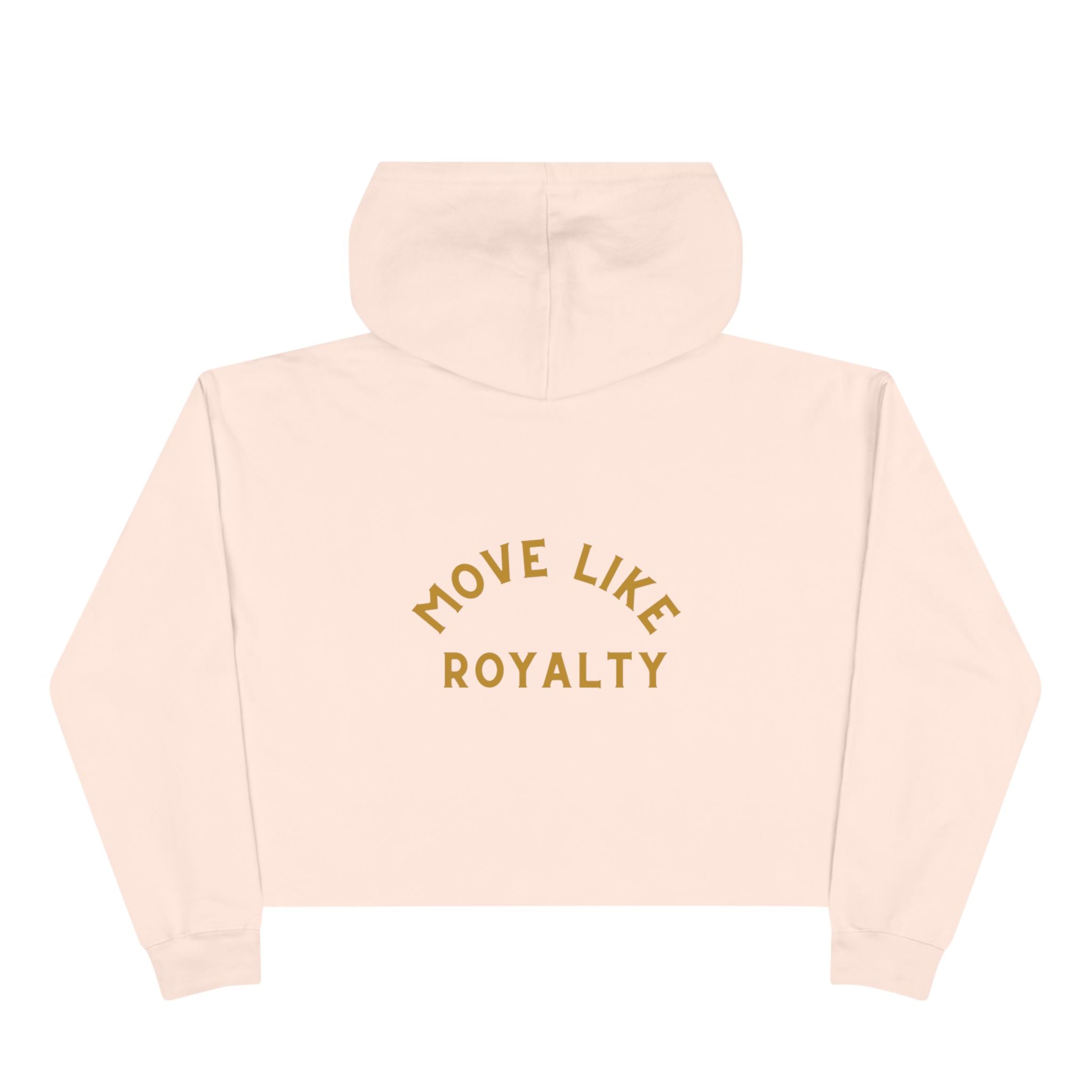 Cropped Hoodie — Gold 'CR Crown & Rose' Logo with 'Move Like Royalty'