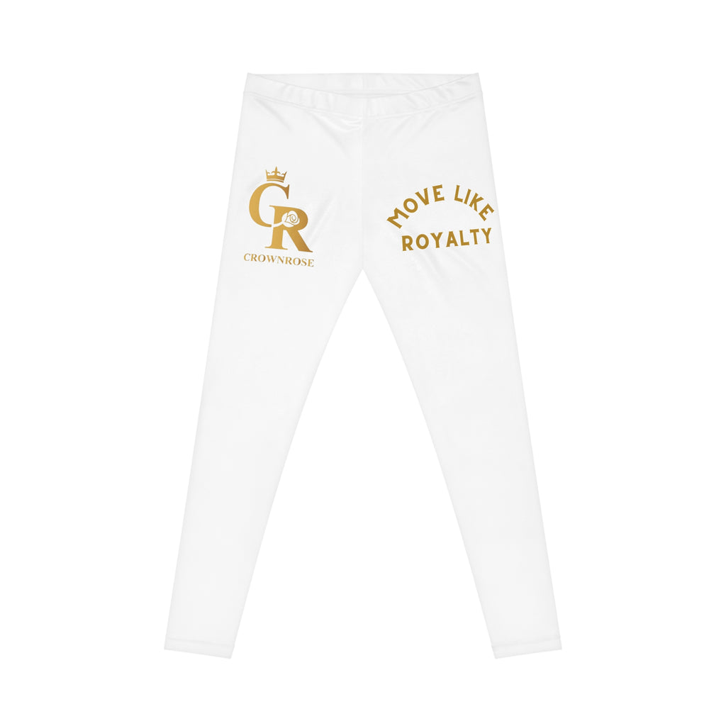 Move Like Royalty Leggings — "Crown & Royal" White Women's Leggings