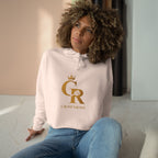 Cropped Hoodie — Gold 'CR Crown & Rose' Logo with 'Move Like Royalty'