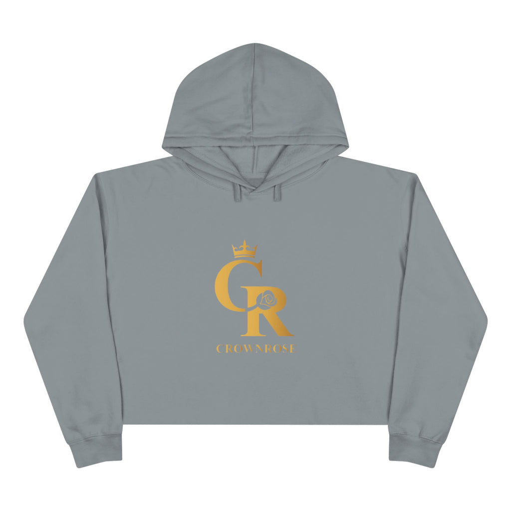 Cropped Hoodie — Gold 'CR Crown & Rose' Logo with 'Move Like Royalty'