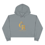 Cropped Hoodie — Gold 'CR Crown & Rose' Logo with 'Move Like Royalty'