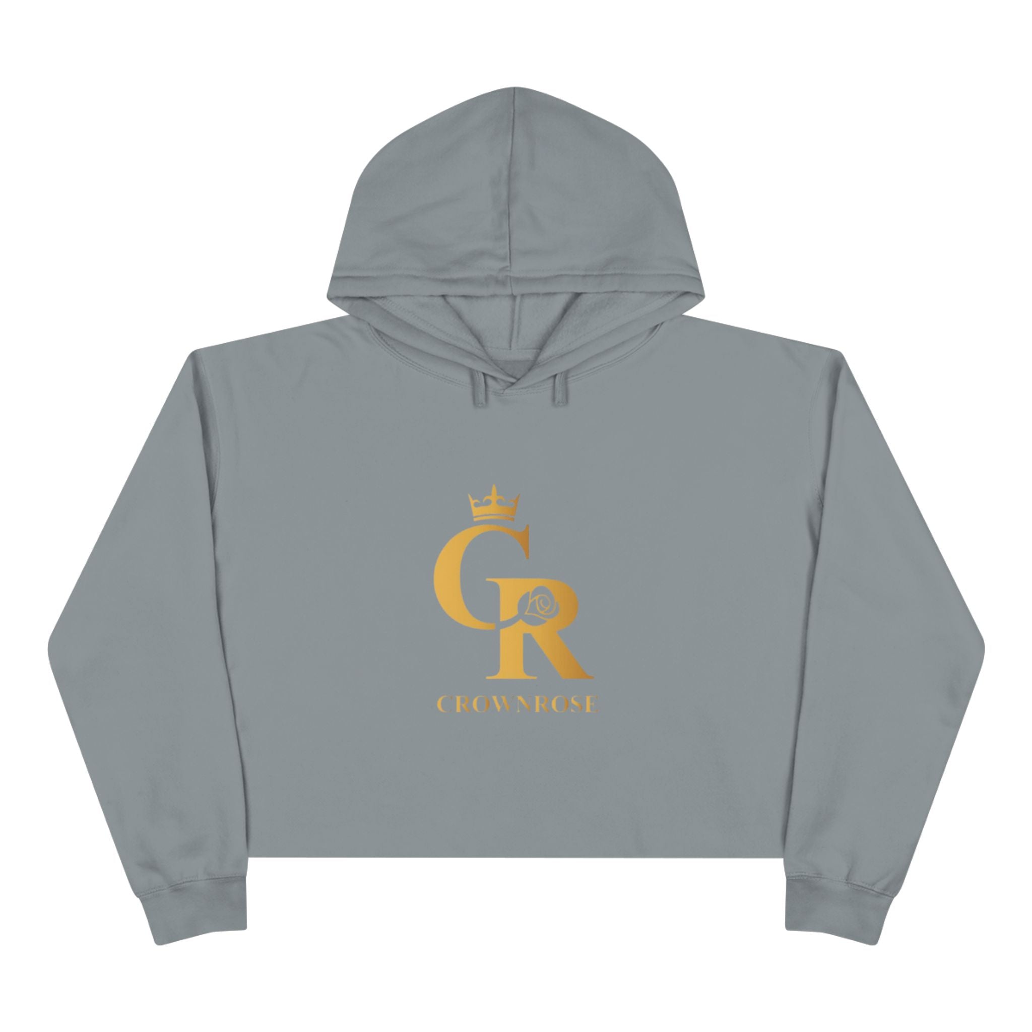 Cropped Hoodie — Gold 'CR Crown & Rose' Logo with 'Move Like Royalty'