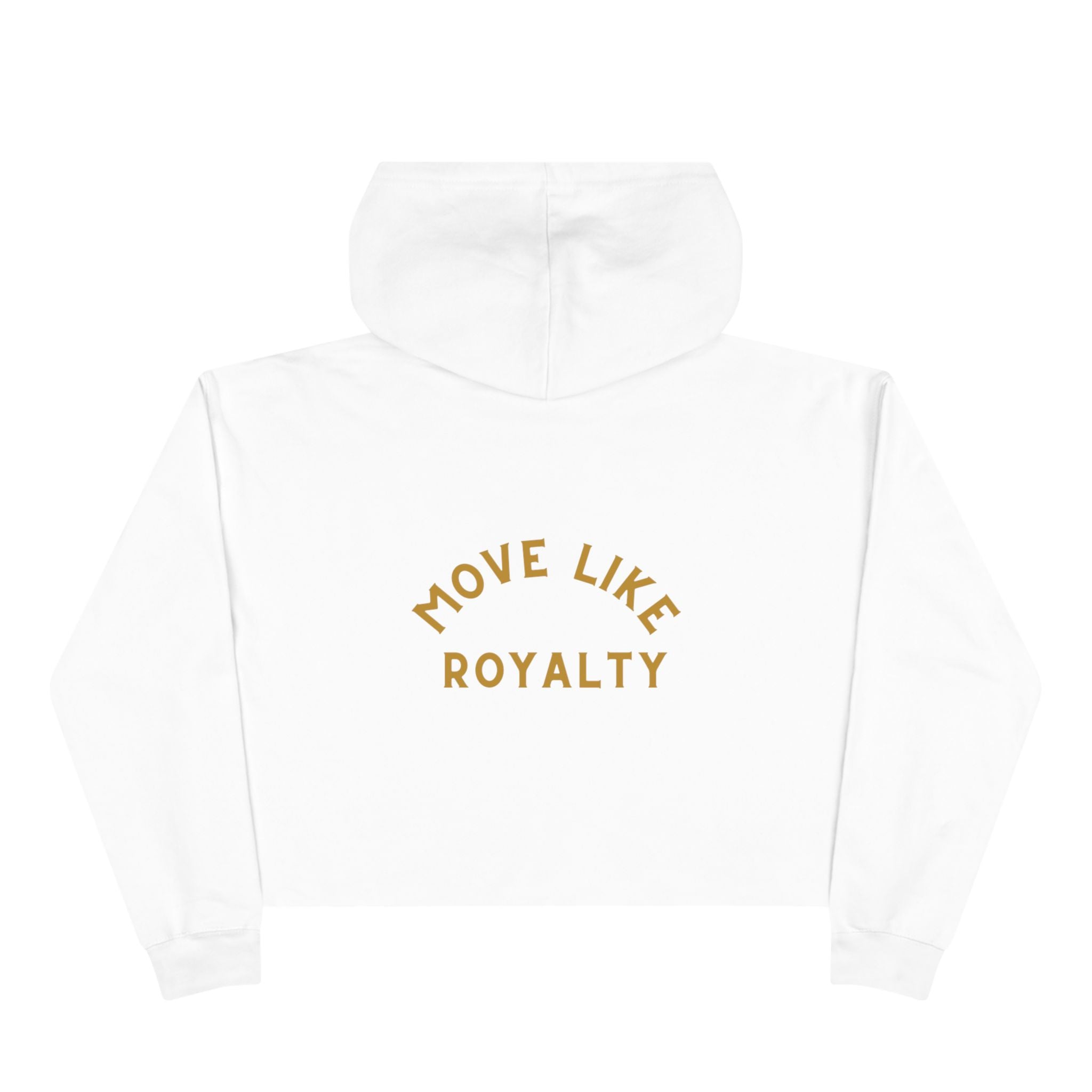 Cropped Hoodie — Gold 'CR Crown & Rose' Logo with 'Move Like Royalty'